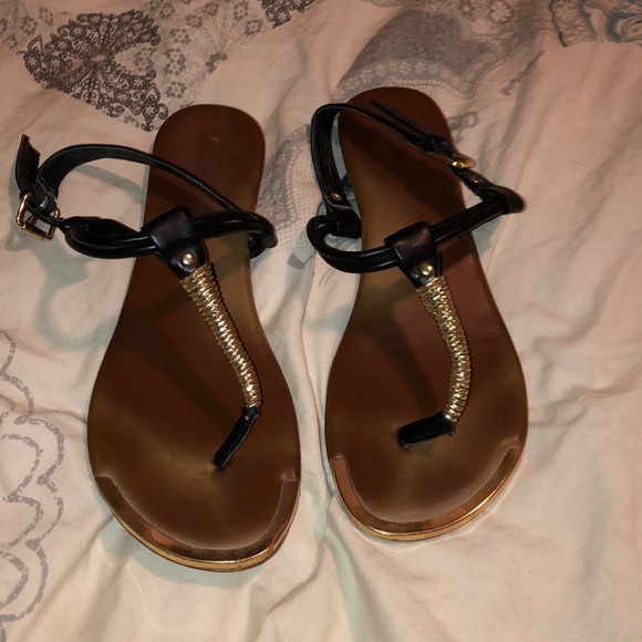 Mossimo Supply Co. Shoes - Mossimo black and gold sandals Mossimo Supply Co. Shoes - Mossimo black and gold sandals